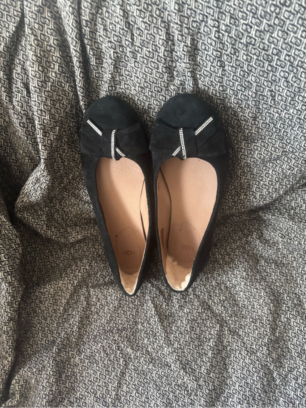UGG Black Women's Ballet Flats with Rhinestone Accent